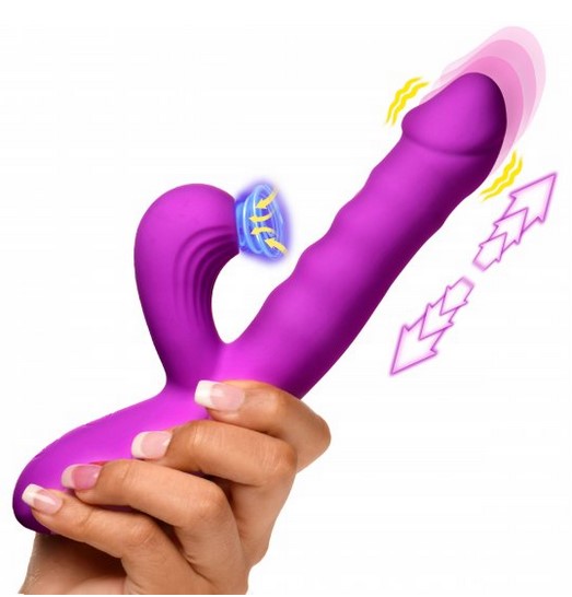 Thrust Wave Thrusting and Sucking Silicone Rabbit Vibrator
